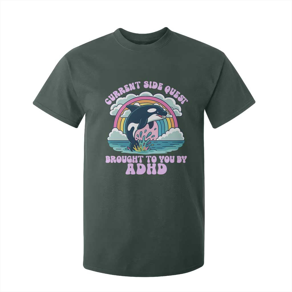 Side Quest ADHD T Shirt For Kid Funny Neurodivergent Meme TS10 Dark Forest Green Print Your Wear