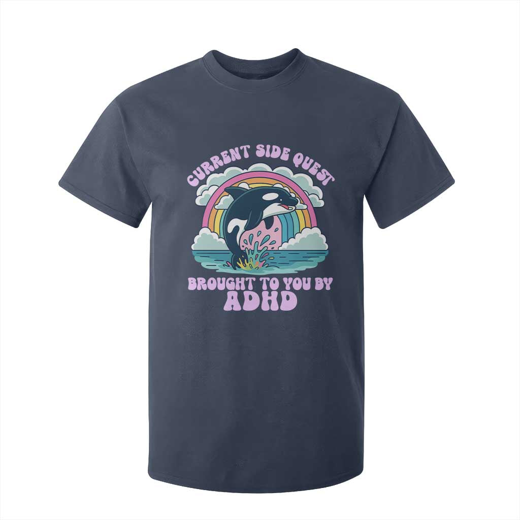 Side Quest ADHD T Shirt For Kid Funny Neurodivergent Meme TS10 Navy Print Your Wear