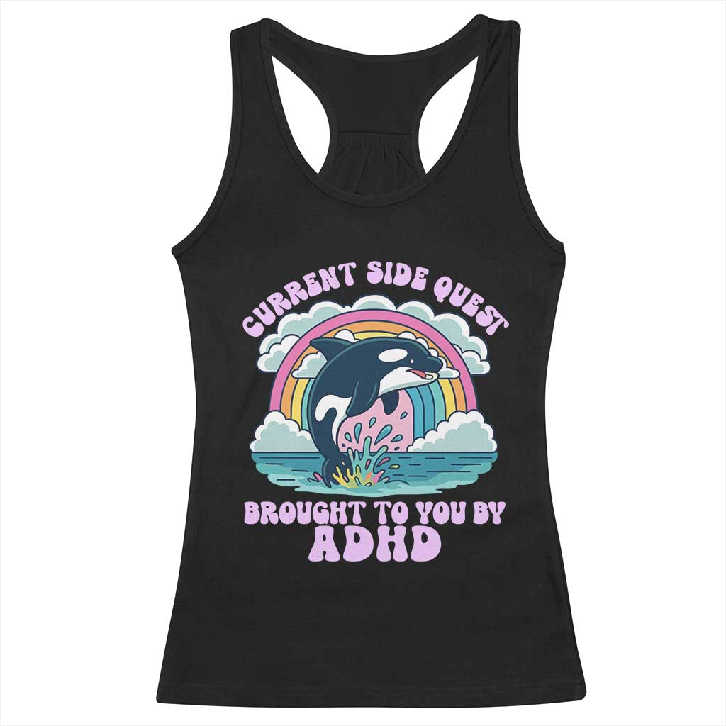 Side Quest ADHD Racerback Tank Top Funny Neurodivergent Meme TS10 Black Print Your Wear