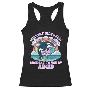 Side Quest ADHD Racerback Tank Top Funny Neurodivergent Meme TS10 Black Print Your Wear