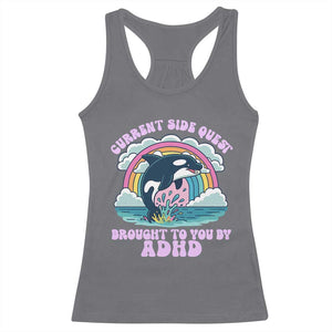 Side Quest ADHD Racerback Tank Top Funny Neurodivergent Meme TS10 Charcoal Print Your Wear