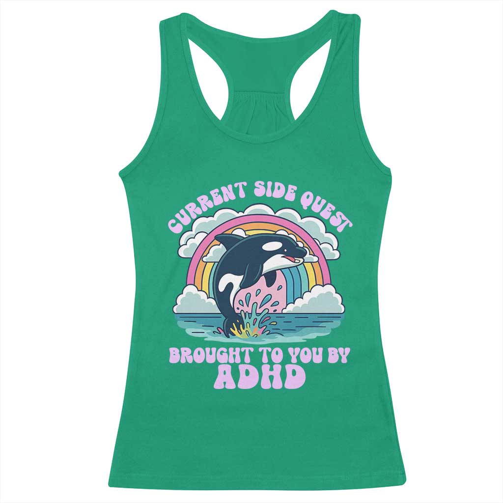 Side Quest ADHD Racerback Tank Top Funny Neurodivergent Meme TS10 Irish Green Print Your Wear