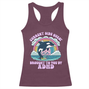 Side Quest ADHD Racerback Tank Top Funny Neurodivergent Meme TS10 Maroon Print Your Wear