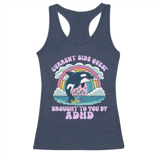 Side Quest ADHD Racerback Tank Top Funny Neurodivergent Meme TS10 Navy Print Your Wear