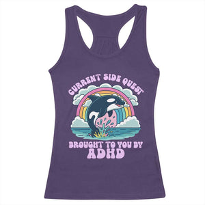 Side Quest ADHD Racerback Tank Top Funny Neurodivergent Meme TS10 Purple Print Your Wear