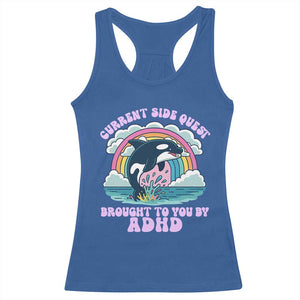 Side Quest ADHD Racerback Tank Top Funny Neurodivergent Meme TS10 Royal Blue Print Your Wear