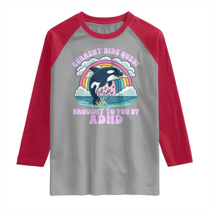 Side Quest ADHD Raglan Shirt Funny Neurodivergent Meme TS10 Sport Gray Red Print Your Wear