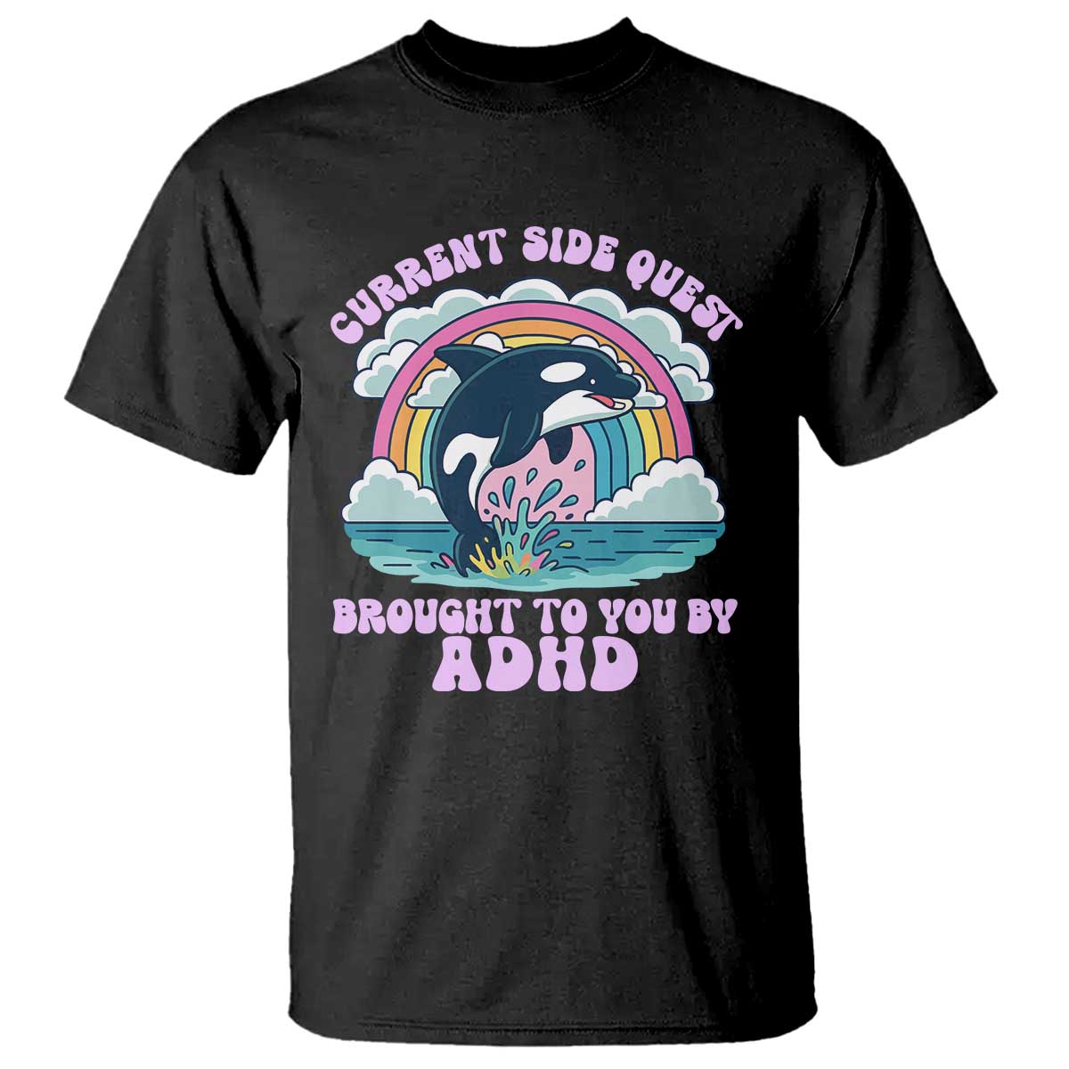 Side Quest ADHD T Shirt Funny Neurodivergent Meme TS10 Black Print Your Wear
