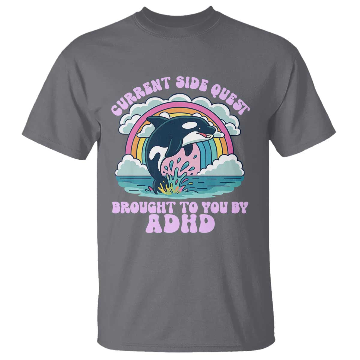 Side Quest ADHD T Shirt Funny Neurodivergent Meme TS10 Charcoal Print Your Wear