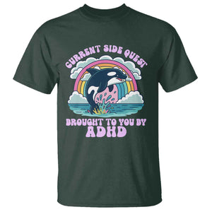Side Quest ADHD T Shirt Funny Neurodivergent Meme TS10 Dark Forest Green Print Your Wear