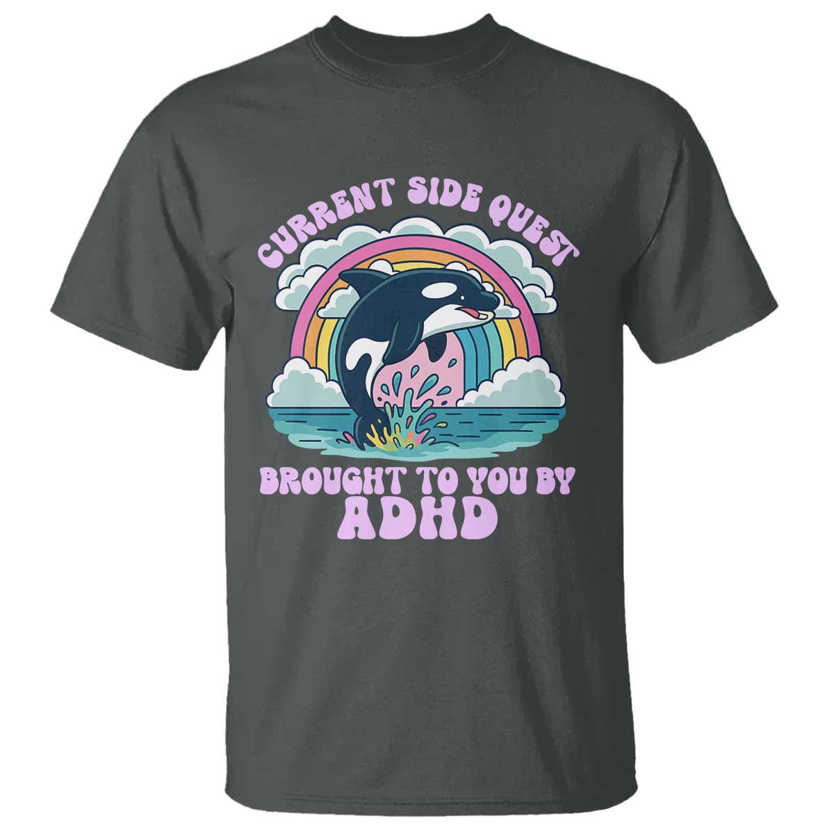 Side Quest ADHD T Shirt Funny Neurodivergent Meme TS10 Dark Heather Print Your Wear