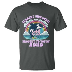 Side Quest ADHD T Shirt Funny Neurodivergent Meme TS10 Dark Heather Print Your Wear
