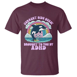 Side Quest ADHD T Shirt Funny Neurodivergent Meme TS10 Maroon Print Your Wear