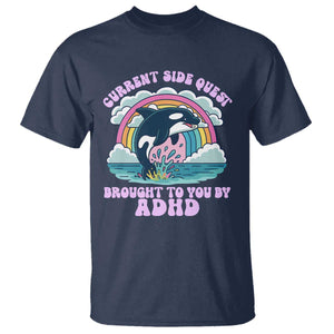 Side Quest ADHD T Shirt Funny Neurodivergent Meme TS10 Navy Print Your Wear