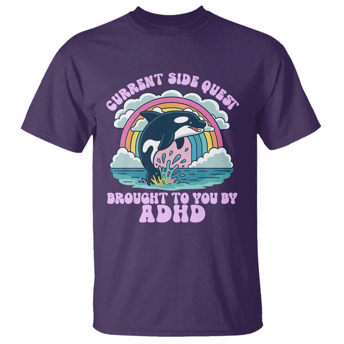 Side Quest ADHD T Shirt Funny Neurodivergent Meme TS10 Purple Print Your Wear