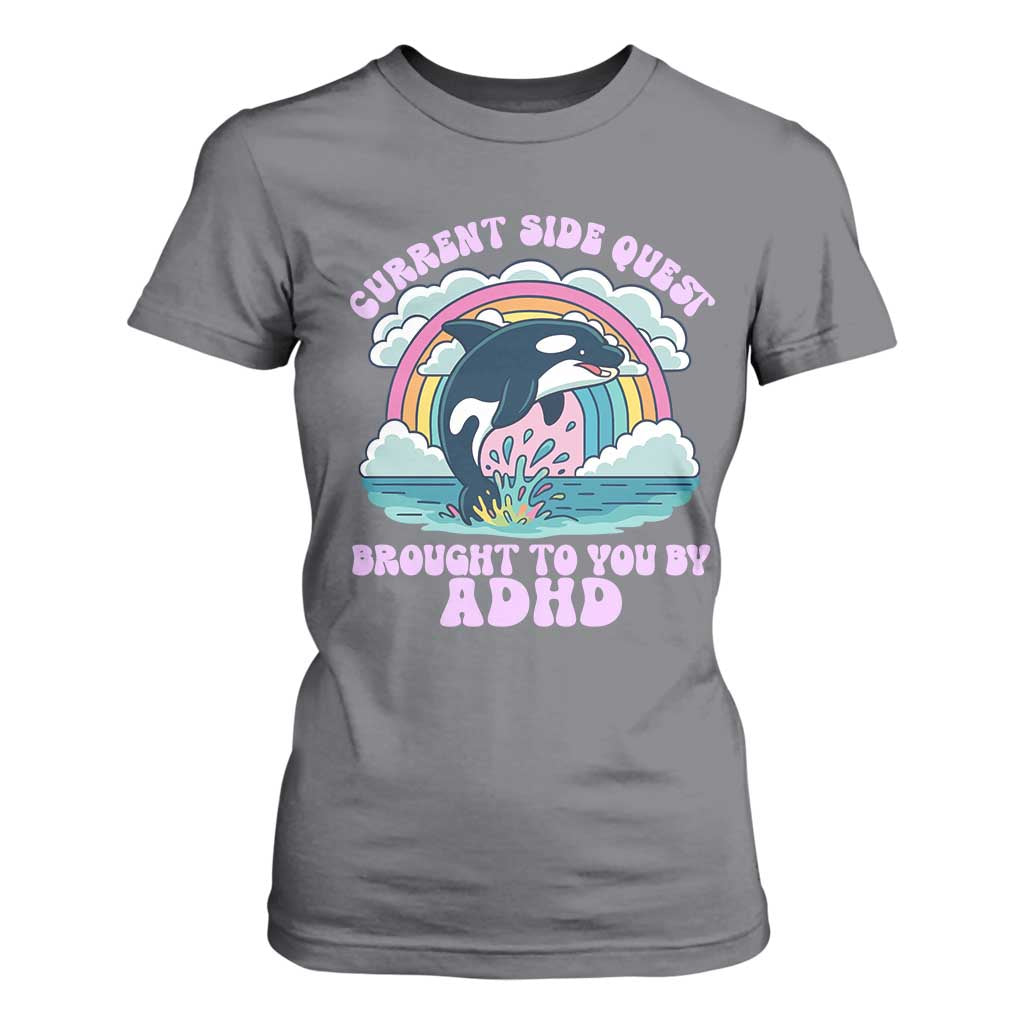 Side Quest ADHD T Shirt For Women Funny Neurodivergent Meme TS10 Charcoal Print Your Wear