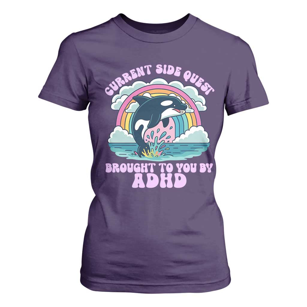 Side Quest ADHD T Shirt For Women Funny Neurodivergent Meme TS10 Purple Print Your Wear