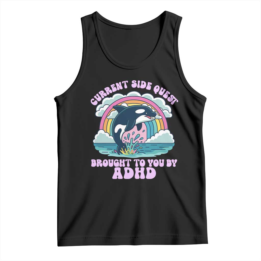 Side Quest ADHD Tank Top Funny Neurodivergent Meme TS10 Black Print Your Wear