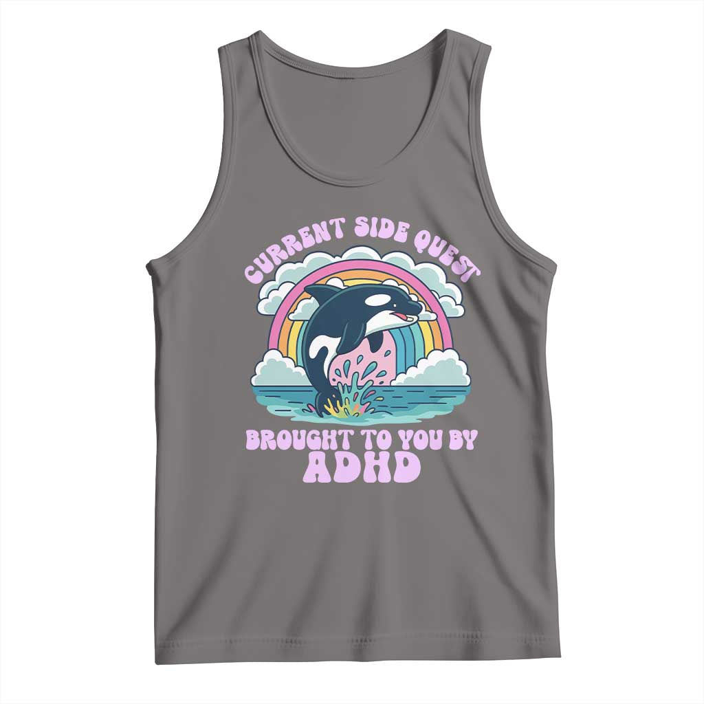 Side Quest ADHD Tank Top Funny Neurodivergent Meme TS10 Deep Heather Print Your Wear