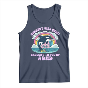Side Quest ADHD Tank Top Funny Neurodivergent Meme TS10 Navy Print Your Wear