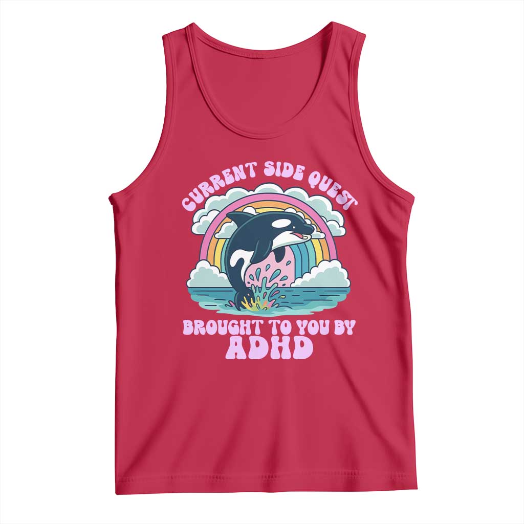 Side Quest ADHD Tank Top Funny Neurodivergent Meme TS10 Red Print Your Wear