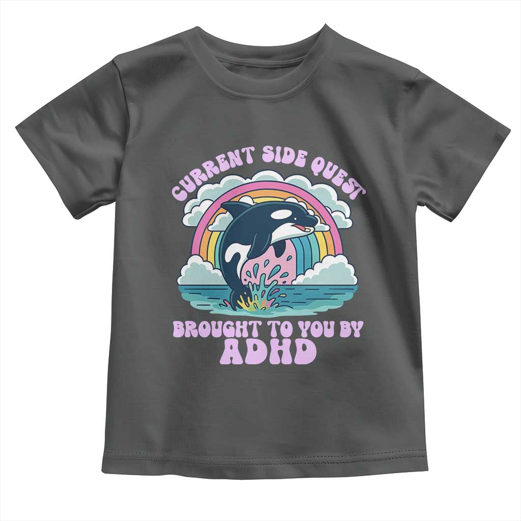 Side Quest ADHD Toddler T Shirt Funny Neurodivergent Meme TS10 Dark Heather Print Your Wear