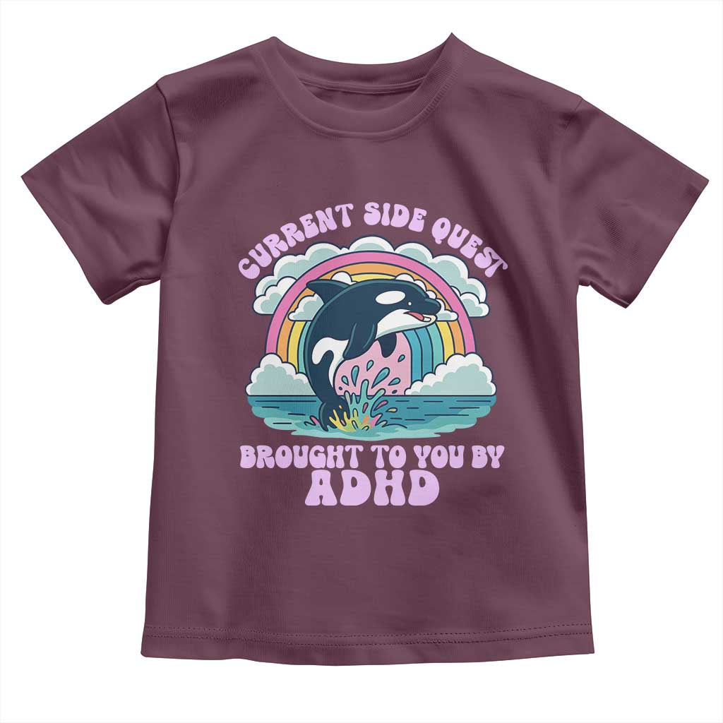 Side Quest ADHD Toddler T Shirt Funny Neurodivergent Meme TS10 Maroon Print Your Wear