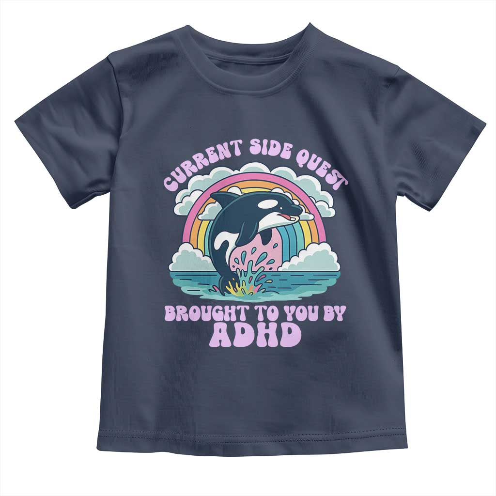 Side Quest ADHD Toddler T Shirt Funny Neurodivergent Meme TS10 Navy Print Your Wear