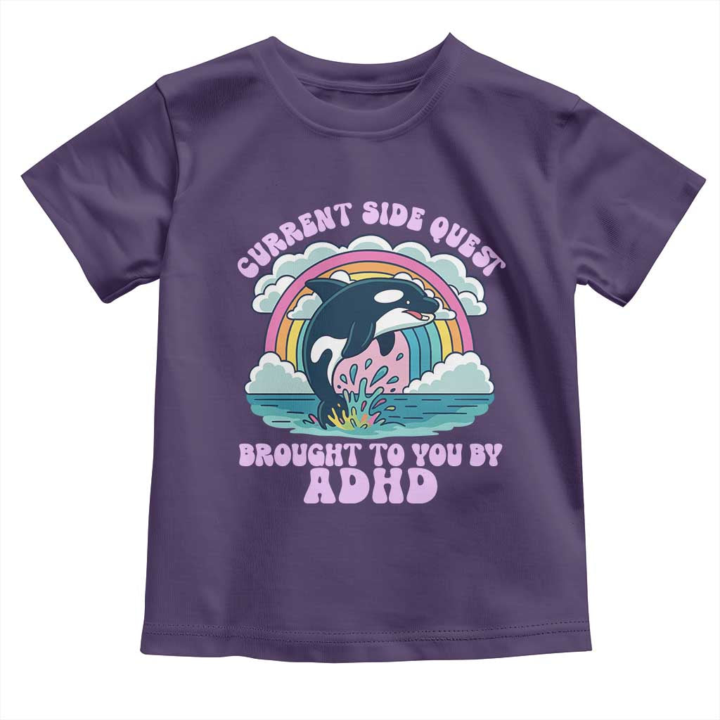 Side Quest ADHD Toddler T Shirt Funny Neurodivergent Meme TS10 Purple Print Your Wear