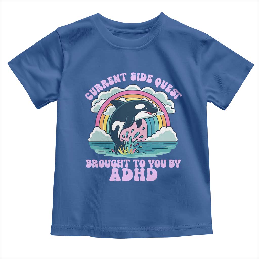 Side Quest ADHD Toddler T Shirt Funny Neurodivergent Meme TS10 Royal Blue Print Your Wear