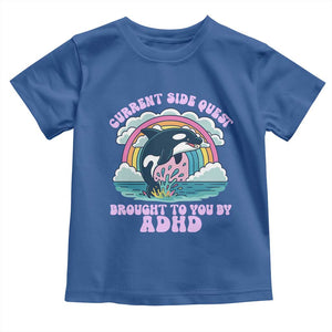 Side Quest ADHD Toddler T Shirt Funny Neurodivergent Meme TS10 Royal Blue Print Your Wear