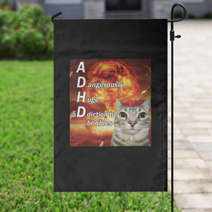 ADHD Cat Meme Garden Flag Funny Kitty Flames Neurodivergent Gen Z TS10 Print Your Wear