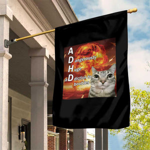 ADHD Cat Meme Garden Flag Funny Kitty Flames Neurodivergent Gen Z TS10 Print Your Wear