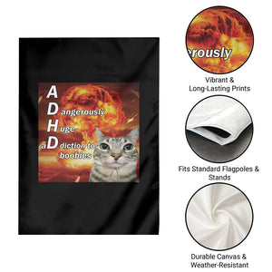 ADHD Cat Meme Garden Flag Funny Kitty Flames Neurodivergent Gen Z TS10 Print Your Wear