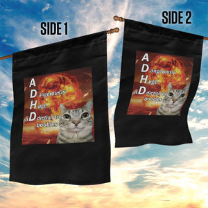 ADHD Cat Meme Garden Flag Funny Kitty Flames Neurodivergent Gen Z TS10 Print Your Wear