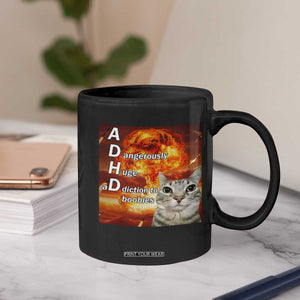 ADHD Cat Meme Coffee Mug Funny Kitty Flames Neurodivergent Gen Z TS10 Print Your Wear