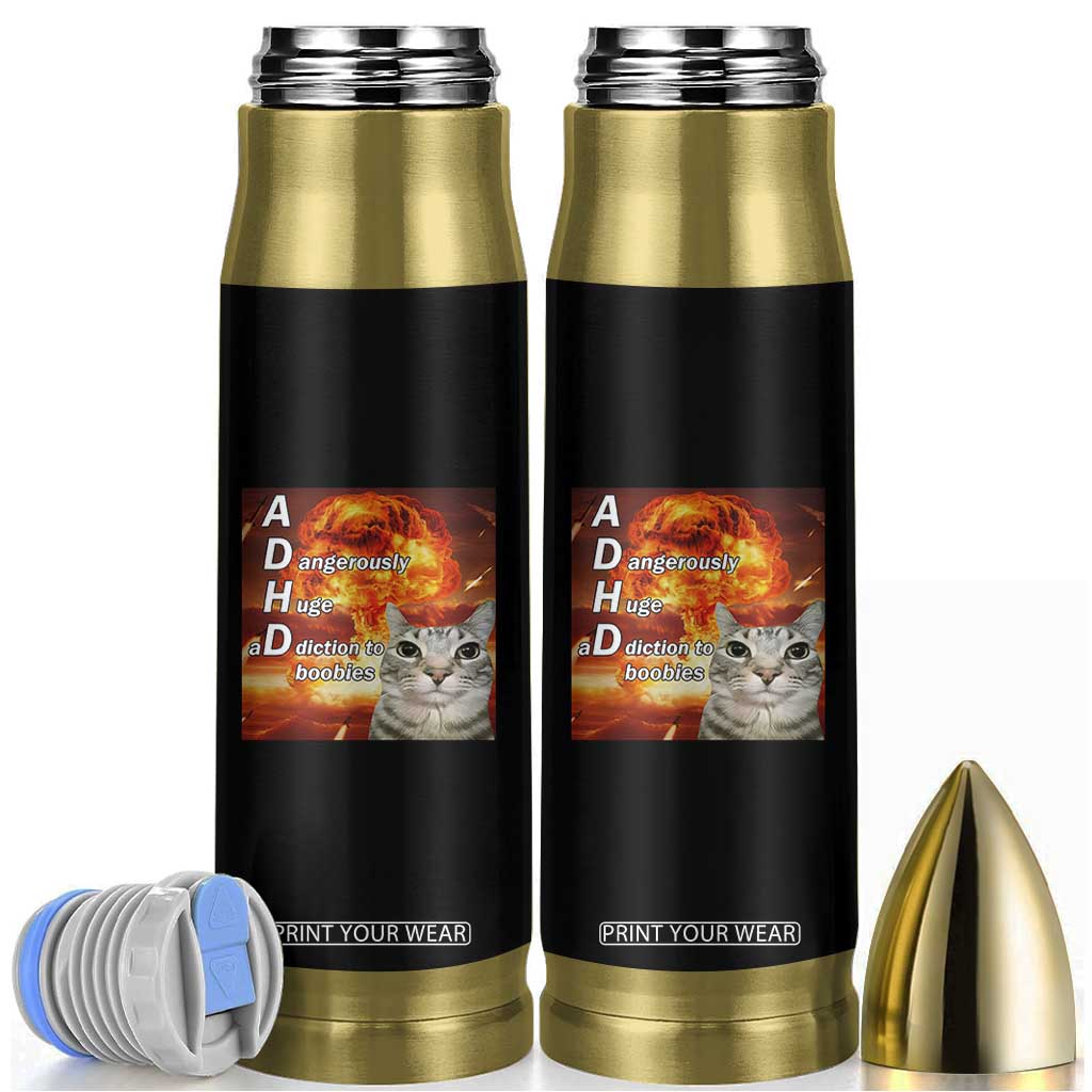 ADHD Cat Meme Bullet Tumbler Funny Kitty Flames Neurodivergent Gen Z TS10 Black Print Your Wear