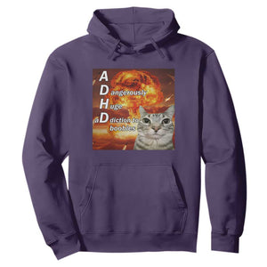 ADHD Cat Meme Hoodie Funny Kitty Flames Neurodivergent Gen Z TS10 Purple Print Your Wear