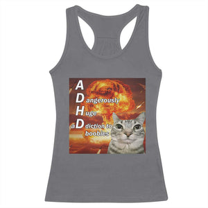 ADHD Cat Meme Racerback Tank Top Funny Kitty Flames Neurodivergent Gen Z TS10 Charcoal Print Your Wear