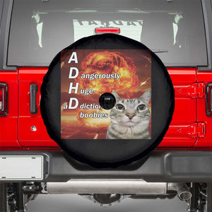 ADHD Cat Meme Spare Tire Cover Funny Kitty Flames Neurodivergent Gen Z TS10 Black Print Your Wear