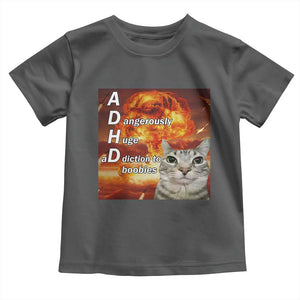 ADHD Cat Meme Toddler T Shirt Funny Kitty Flames Neurodivergent Gen Z TS10 Dark Heather Print Your Wear