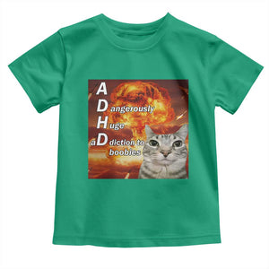 ADHD Cat Meme Toddler T Shirt Funny Kitty Flames Neurodivergent Gen Z TS10 Irish Green Print Your Wear
