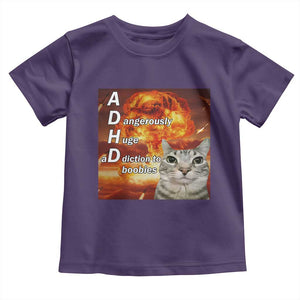 ADHD Cat Meme Toddler T Shirt Funny Kitty Flames Neurodivergent Gen Z TS10 Purple Print Your Wear