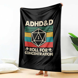 ADHD&D Roll for Concentration Throw Blanket Retro 90s ADHD Roll For Concentration Funny Gamer TS10 Print Your Wear