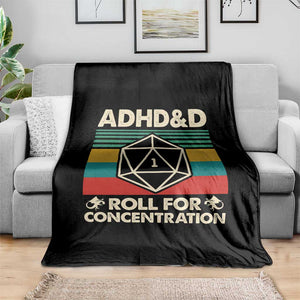 ADHD&D Roll for Concentration Throw Blanket Retro 90s ADHD Roll For Concentration Funny Gamer TS10 Print Your Wear