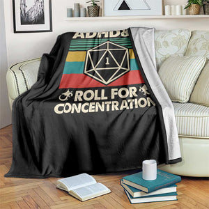 ADHD&D Roll for Concentration Throw Blanket Retro 90s ADHD Roll For Concentration Funny Gamer TS10 Print Your Wear
