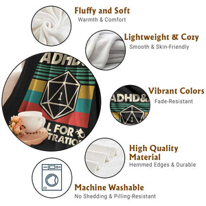 ADHD&D Roll for Concentration Throw Blanket Retro 90s ADHD Roll For Concentration Funny Gamer TS10 Print Your Wear