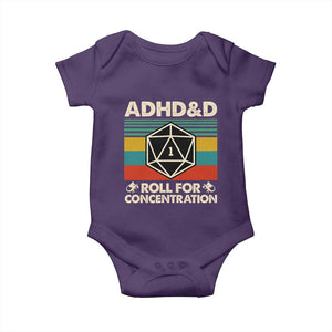 ADHD&D Roll for Concentration Baby Onesie Retro 90s ADHD Roll For Concentration Funny Gamer TS10 Purple Print Your Wear