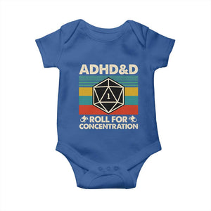 ADHD&D Roll for Concentration Baby Onesie Retro 90s ADHD Roll For Concentration Funny Gamer TS10 Royal Blue Print Your Wear