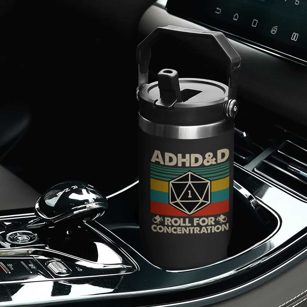 ADHD&D Roll for Concentration Flip Straw Tumbler Retro 90s ADHD Roll For Concentration Funny Gamer TS10 Print Your Wear
